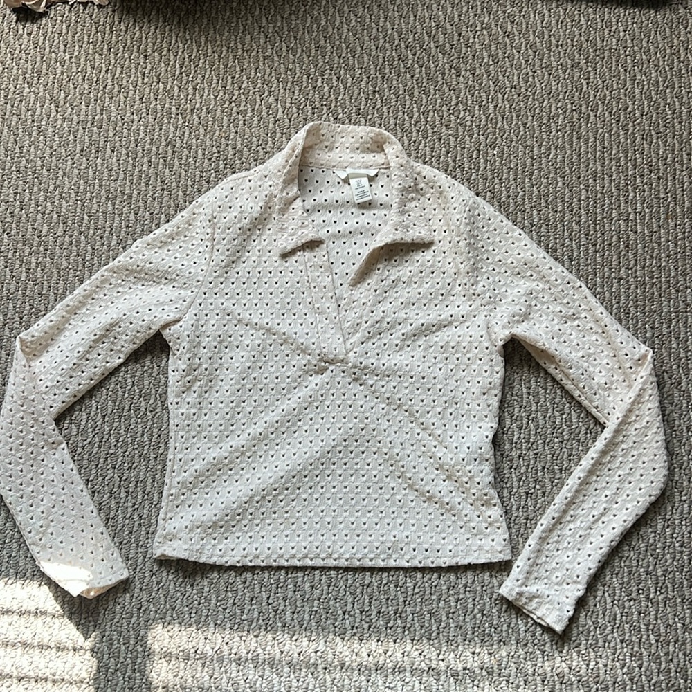 H&M Beige/Cream Collared Long Sleeve